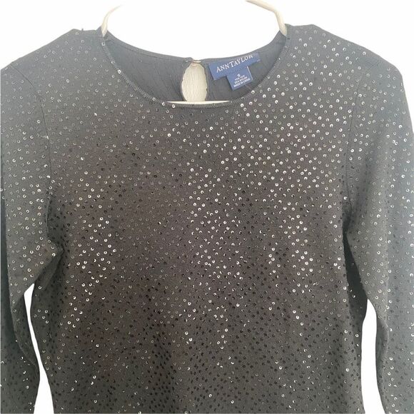 Ann Taylor Black Sequin Sweater Sz S - Picture 2 of 8